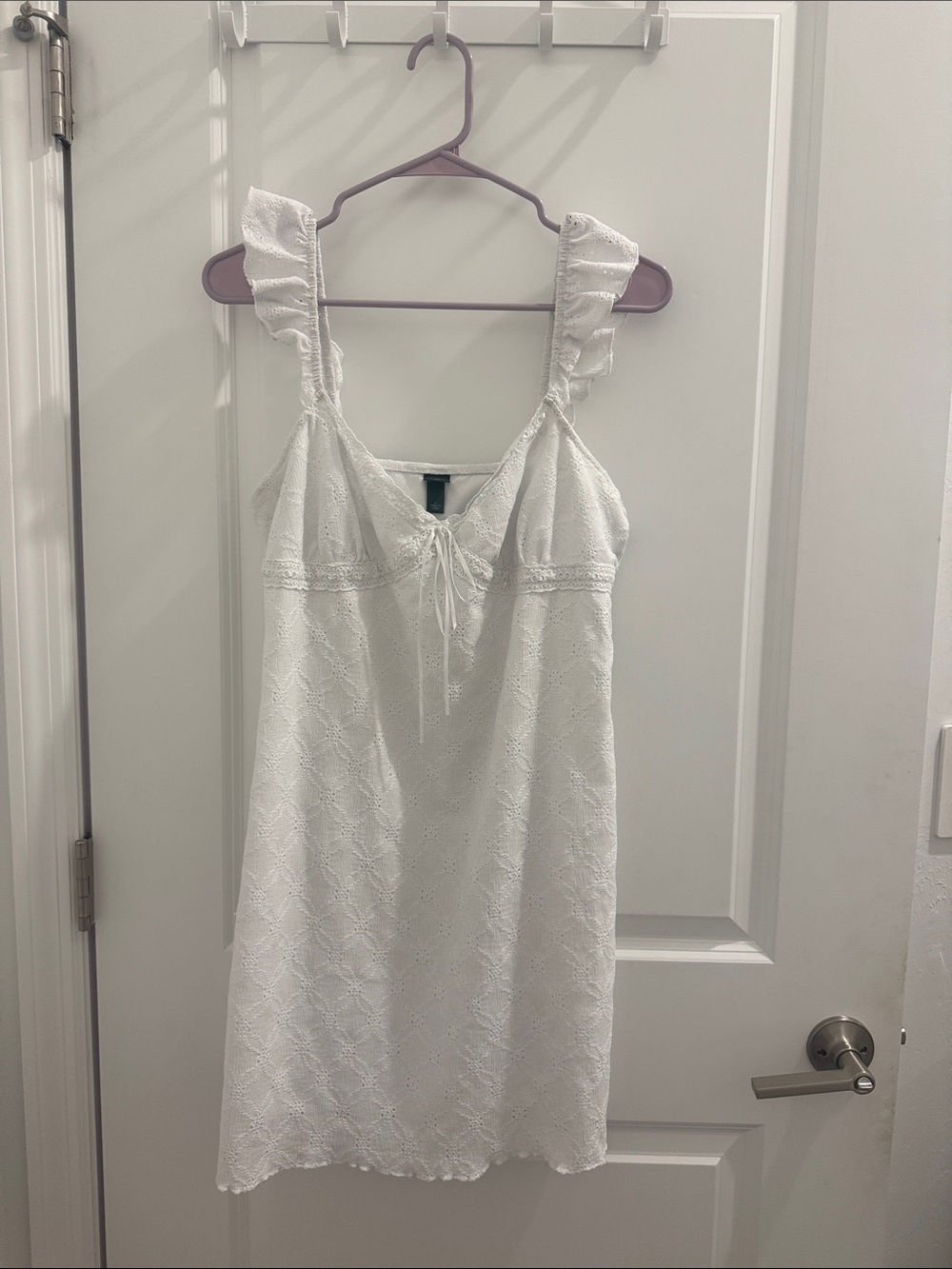 wild fable White Eyelet Midi Dress with Ruffle Straps